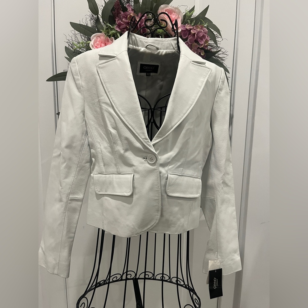 OXYHO Women's White Leather Jacket